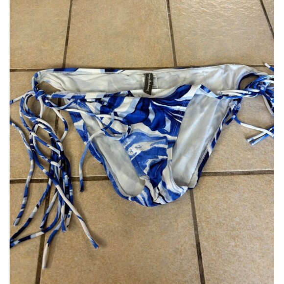 Tommy Bahama White Blue Tie Side String Swim Bottom White Multi  Large - Picture 1 of 5